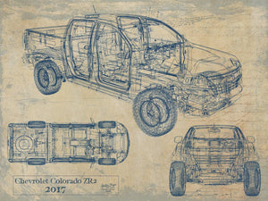 Bella Frye Vintage 2017 Car Model Print,  Original Blueprint Canvas, Framed, or Unframed Art