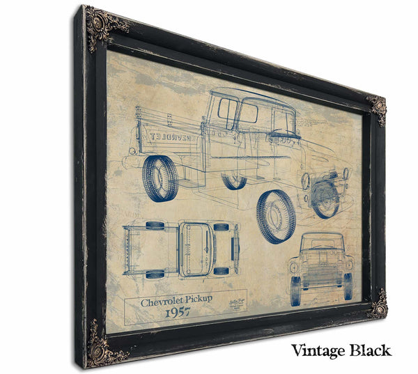 Bella Frye Vintage 1957 Chevrolet Pickup Truck Model Mancave Blueprint Art