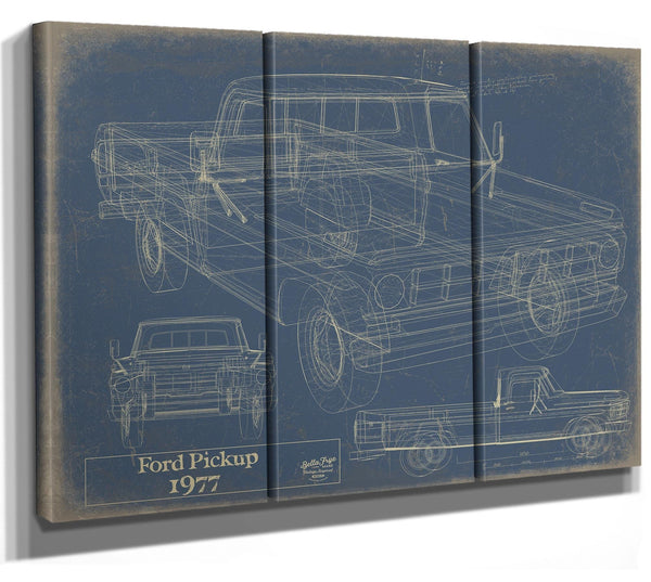 Bella Frye 1977 Ford Pickup Truck Model, Original Mancave Blueprint Art