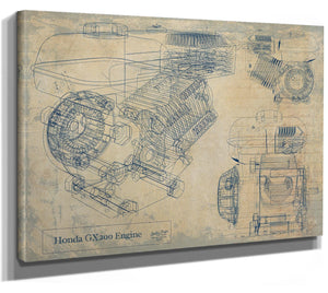 Bella Frye Vintage GX200 Engine Print,  Original Blueprint Canvas
