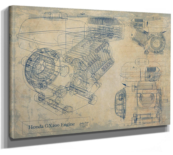 Bella Frye Vintage GX200 Engine Print,  Original Blueprint Canvas