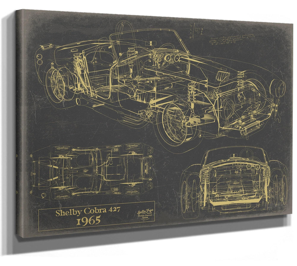 Bella Frye Vintage 1965 Shelby Cobra 427 Car Model Print,  Original Blueprint Canvas