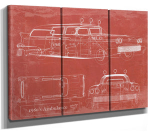 Bella Frye 1950's Ambulance Car Blueprint - Gifts for Dad  - Mancave Art