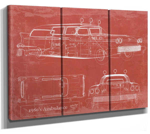 Bella Frye 1950's Ambulance Car Blueprint - Gifts for Dad  - Mancave Art