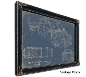 Bella Frye Vintage 2002 Ford F-250 Car Model Print,  Original Blueprint Canvas, Framed, or Unframed Art
