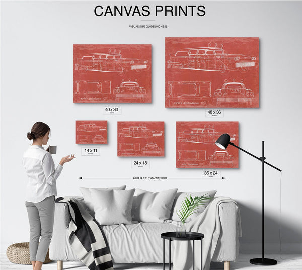 Bella Frye 1950's Ambulance Car Blueprint - Gifts for Dad  - Mancave Art