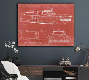 Bella Frye 1950's Ambulance Car Blueprint - Gifts for Dad  - Mancave Art