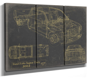 Bella Frye Vintage 2002 Ford F-250 Car Model Print,  Original Blueprint Canvas, Framed, or Unframed Art