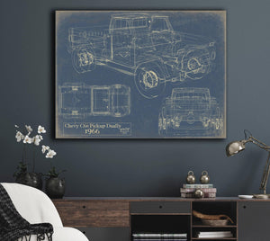 Bella Frye 1966 Chevy C60 Dually Pickup Truck Print,  Original Blueprint Canvas, Framed, or Unframed Art