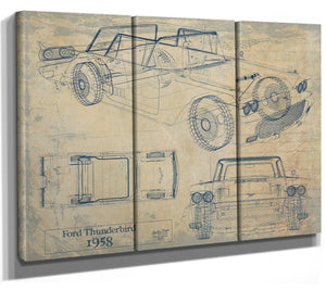 Bella Frye Vintage 1958 Ford Thunderbird Vehicle Patent Art - Gifts for Dad  - Original Vehicle Print