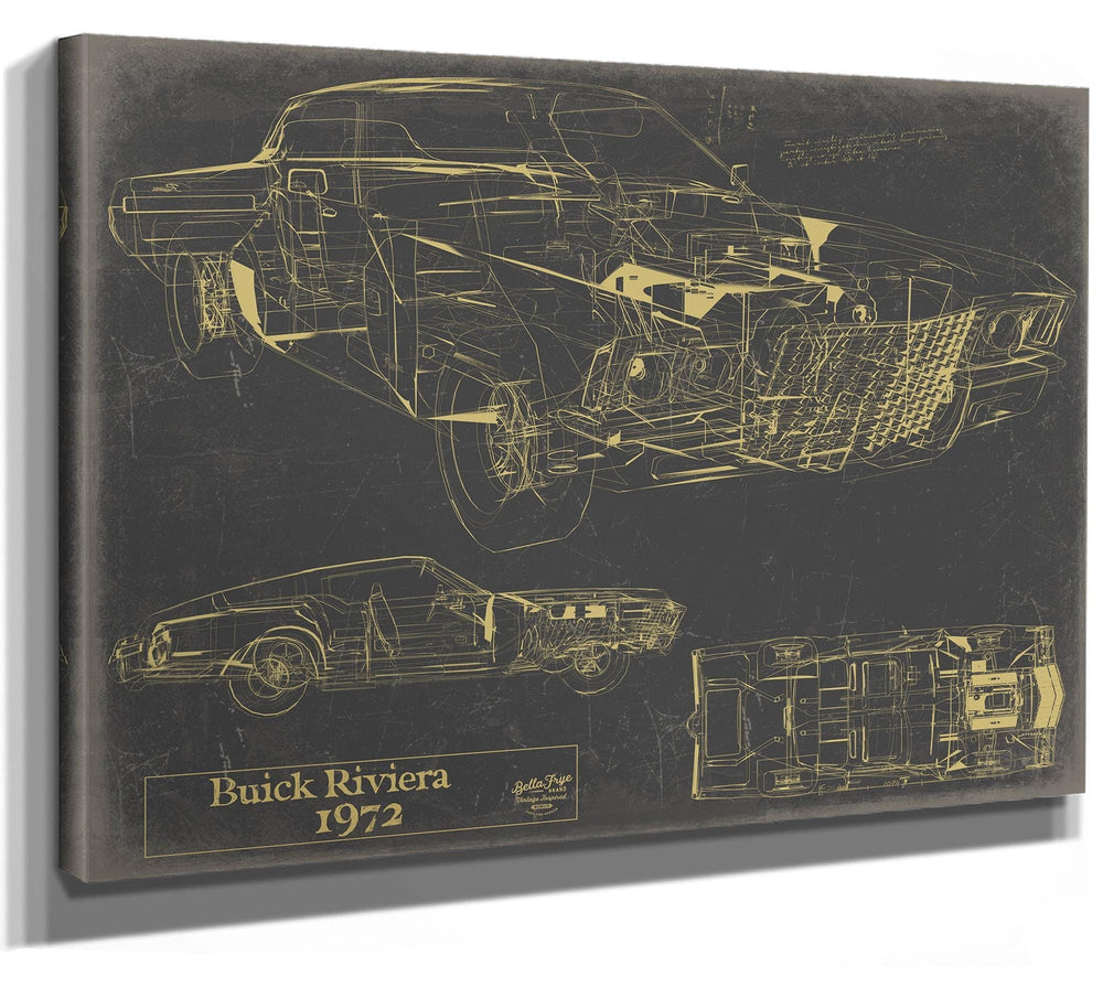 Bella Frye Vintage Vehicle 1972 Car Model Print,  Original Blueprint Canvas