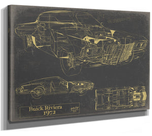 Bella Frye Vintage Vehicle 1972 Car Model Print,  Original Blueprint Canvas