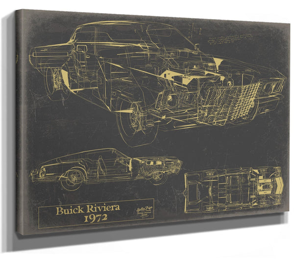Bella Frye Vintage Vehicle 1972 Car Model Print,  Original Blueprint Canvas