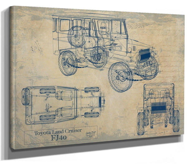 Bella Frye 1970 Land Cruiser FJ40 Model Print,  Original Blueprint Canvas