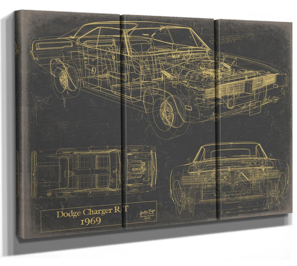 Bella Frye 1969 Car Model Print,  Original Blueprint Canvas