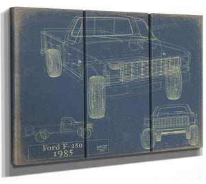 Bella Frye Vintage 1985 Ford F-250 Car Model Print,  Original Blueprint Canvas, Framed, or Unframed Art