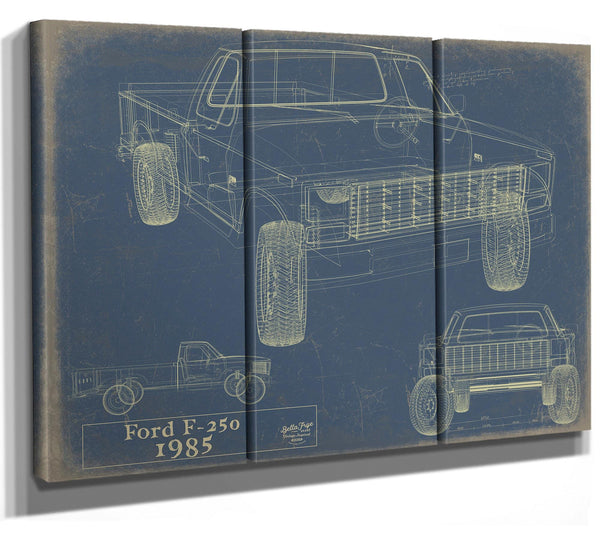 Bella Frye Vintage 1985 Ford F-250 Car Model Print,  Original Blueprint Canvas, Framed, or Unframed Art