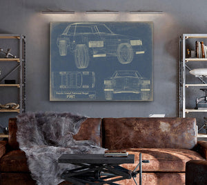 Bella Frye Vintage 1987 Car Model Print,  Original Blueprint Canvas, Framed, or Unframed Art