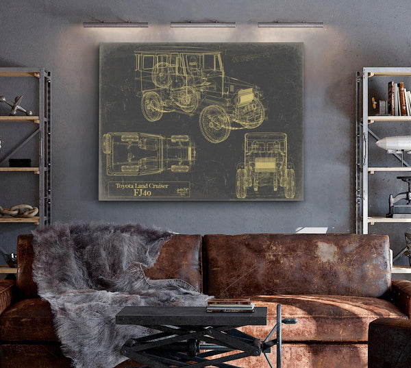 Bella Frye 1970 Land Cruiser FJ40 Model Print,  Original Blueprint Canvas