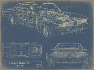 Bella Frye 1969 Car Model Print,  Original Blueprint Canvas