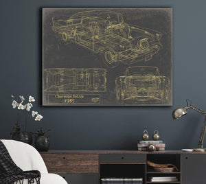 Bella Frye Vintage 1957 Chevrolet BelAir Sport Coupe Car Blueprint - Gifts for Boyfriend  - Original Auto Poster