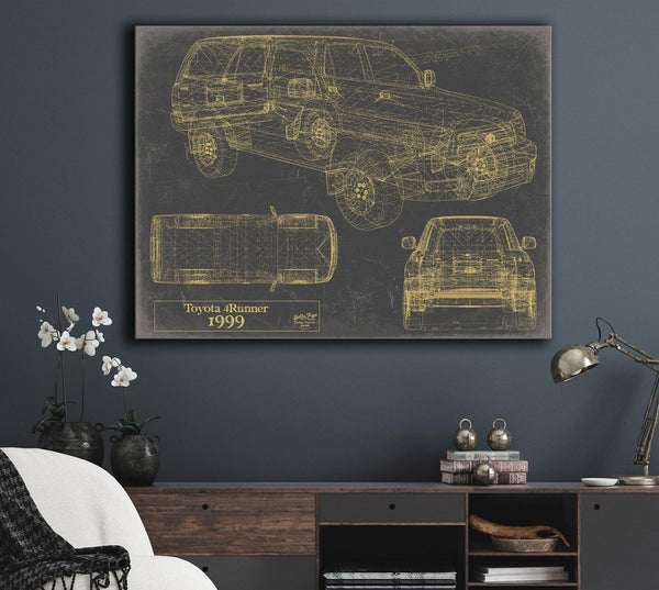 Bella Frye Vintage 1999 Car Model Canvas Print,  Original Blueprint Canvas, Framed, or Unframed Art