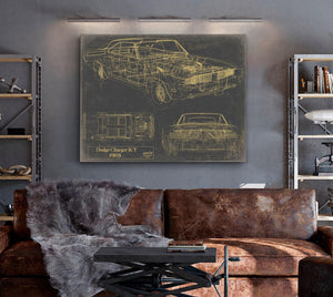 Bella Frye 1969 Car Model Print,  Original Blueprint Canvas