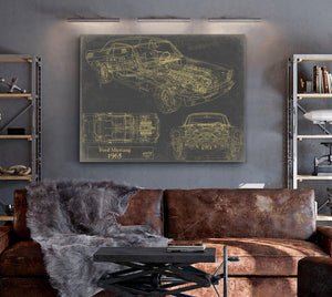 Bella Frye Vintage 1965 Ford Mustang Car Model Print,  Original Blueprint Canvas