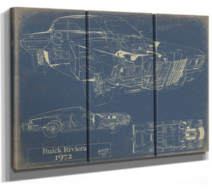 Bella Frye Vintage Vehicle 1972 Car Model Print,  Original Blueprint Canvas