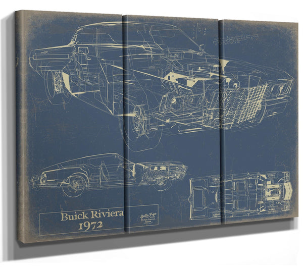 Bella Frye Vintage Vehicle 1972 Car Model Print,  Original Blueprint Canvas