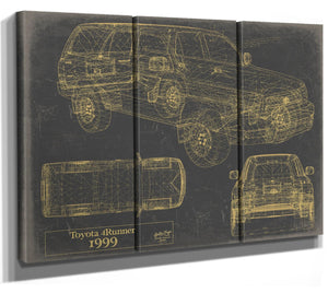 Bella Frye Vintage 1999 Car Model Canvas Print,  Original Blueprint Canvas, Framed, or Unframed Art