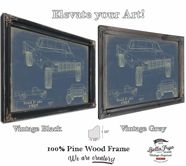 Bella Frye Vintage 1985 Ford F-250 Car Model Print,  Original Blueprint Canvas, Framed, or Unframed Art