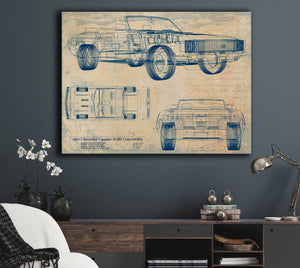 Bella Frye Vintage 1967 Camaro SS Convertible Art - Gifts for Guys - Original Vehicle Print