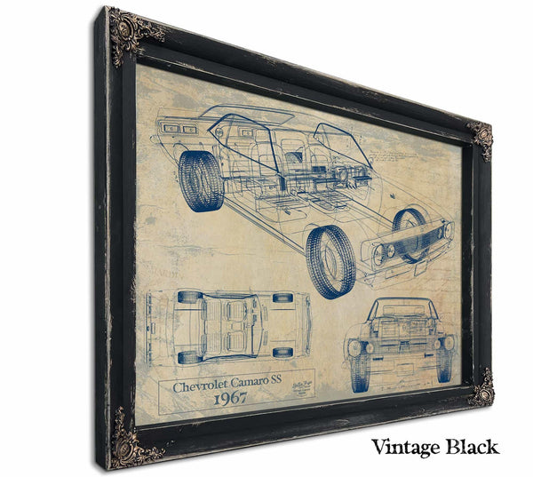 Bella Frye Vintage 1967 Camaro SS Convertible Art - Gifts for Guys - Original Vehicle Print