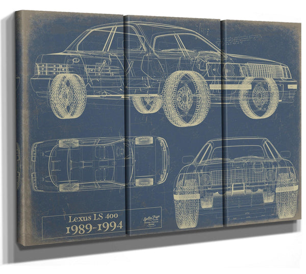 Bella Frye Vintage 1989 Car Model Print,  Original Blueprint Canvas, Framed, or Unframed Art