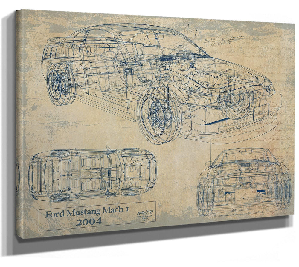 Bella Frye Vintage 2004 Mustang Mach 1 Car Model Print,  Original Blueprint Canvas