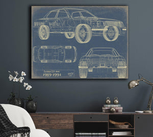Bella Frye Vintage 1989 Car Model Print,  Original Blueprint Canvas, Framed, or Unframed Art