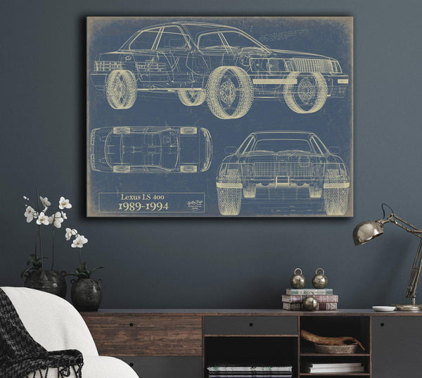 Bella Frye Vintage 1989 Car Model Print,  Original Blueprint Canvas, Framed, or Unframed Art