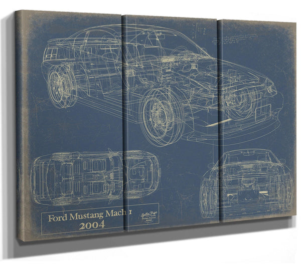 Bella Frye Vintage 2004 Mustang Mach 1 Car Model Print,  Original Blueprint Canvas