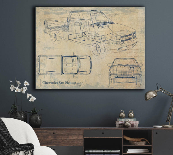 Bella Frye Vintage 1998-2004 Truck Model Mancave Blueprint Art