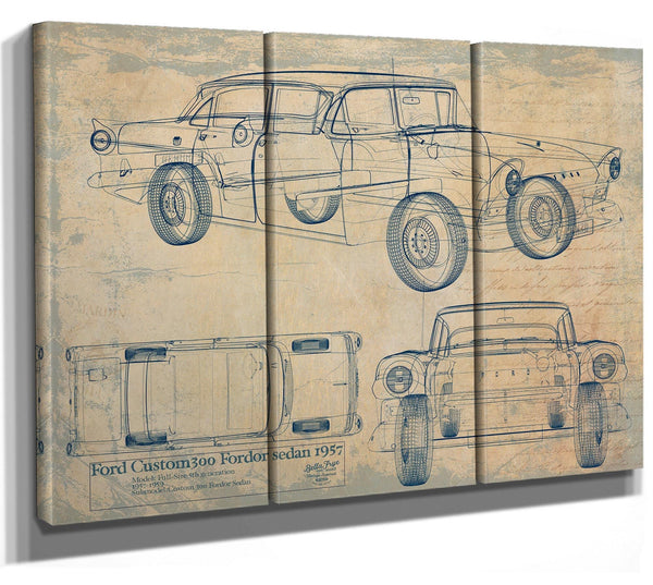 Bella Frye 1957 Ford Sedan Vehicle Patent Art - Gifts for Dad  - Original Vehicle Print