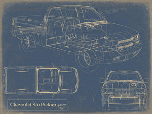 Bella Frye Vintage 1998-2004 Truck Model Mancave Blueprint Art