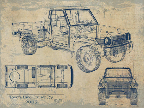 Bella Frye 2007 Truck Model Original Wall Art, Original Blueprint Canvas Drawing