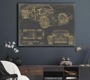 Bella Frye Vintage 1970 Chevrolet Camaro RS Z28 Car Model Print,  Original Blueprint Canvas