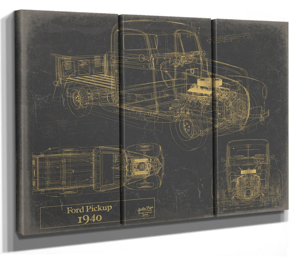 Bella Frye 1940 Ford Pickup, Truck Model Mancave Blueprint Art