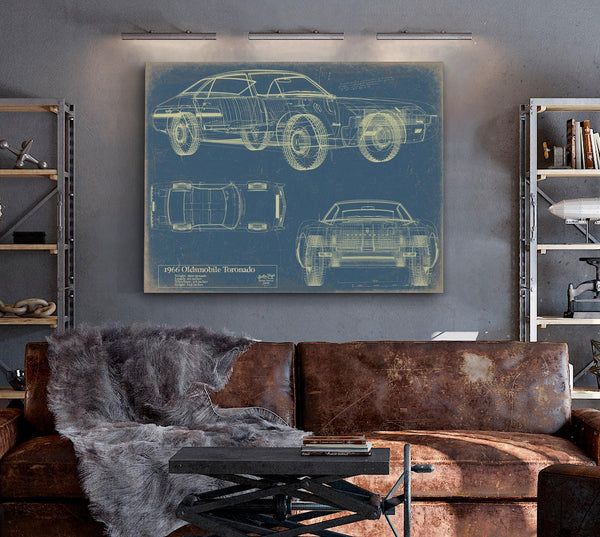 Bella Frye Vintage 1966 Coupe Car Model Print,  Original Blueprint Canvas, Framed, or Unframed Art