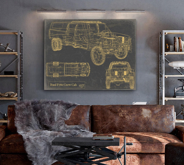 Bella Frye Vintage 2020's Truck Model Mancave Blueprint Art