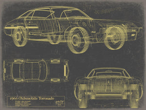 Bella Frye Vintage 1966 Coupe Car Model Print,  Original Blueprint Canvas, Framed, or Unframed Art