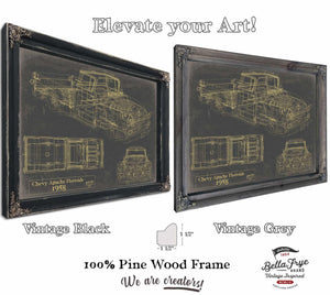 Bella Frye Vintage 1958 Chevrolet Apache Fleetside Car Blueprint - Gifts for Husband  - Original Vehicle Wall Art