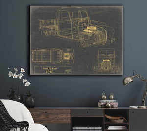 Bella Frye 1940 Ford Pickup, Truck Model Mancave Blueprint Art